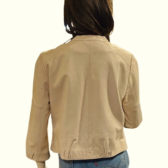 Ann Taylor Cream Size 10 Leather Jacket - Picture 4 of 6